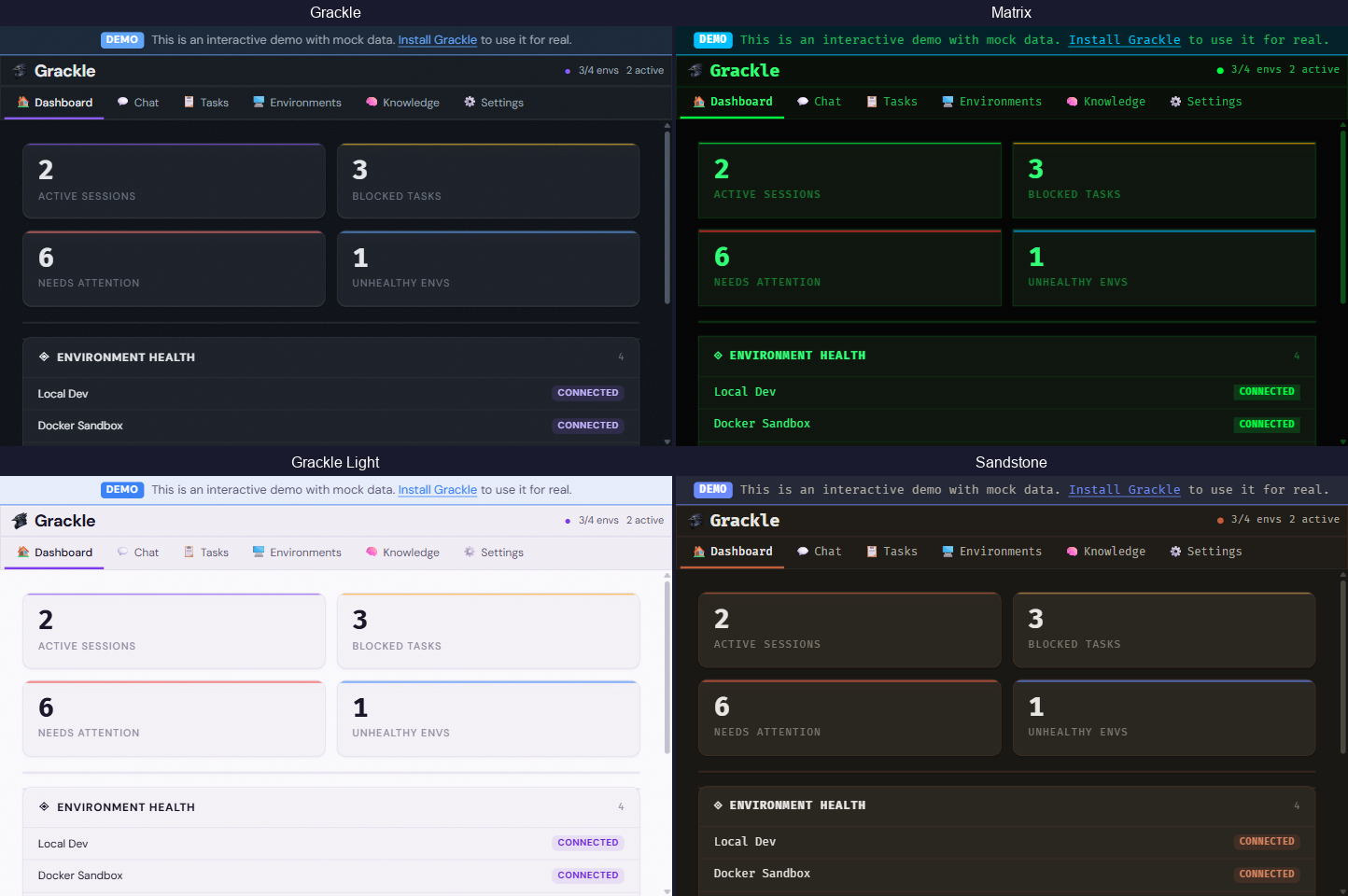 Themes — 10 built-in color schemes